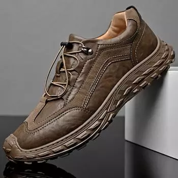 Кроссовки мужские новые с мягкой подошвой уличная модная нескользящая рабочая обувь без шнуровки 38 хаки