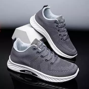 Кроссовки мужские осенне-зимние повседневные туфли Fly-Woven Кроссовки для бега на открытом воздухе с низким верхом из дышащей ткани 39 серый