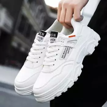 Кроссовки мужские осенние новые трендовые корейские версии повседневные кожаные высокие легкие интернет-знаменитости папы обувь ins tide board shoes 39