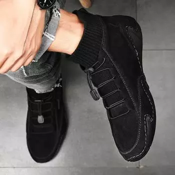 Кроссовки мужские прогулочные туфли швейные нитки удобные дышащие туфли на плоской подошве обувь без застежек средней длины спортивная обувь для мужчин 38 бежевый