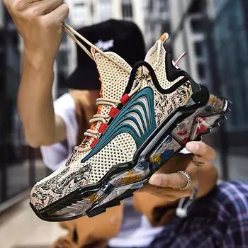 Кроссовки мужские, размер летние, летающие, тканые, дышащие, полые, модные, с подошвой Popcorn Bottom, легкие, повседневные, мужские кроссовки 39 коричневый