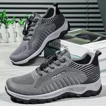 Кроссовки мужские с мягкой подошвой Fly-Knit, новые весенние туфли, удобные, в корейском стиле, дышащие, повседневные, с сетчатой поверхностью 36
