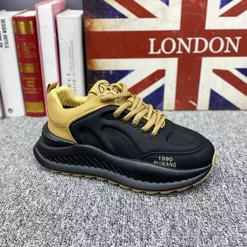 Кроссовки мужские с мягкой подошвой, кроссовки для бега, модные повседневные, из спилковой кожи, дышащие, с увеличенной высотой, на плоской платформе, кроссовки для бега 39