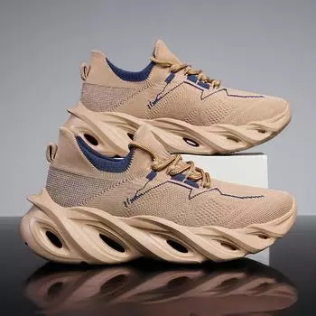 Кроссовки мужские сетчатые удобные плоские кроссовки для ходьбы на открытом воздухе спортивные кроссовки для ходьбы большого размера 2024 модные кроссовки для мужчин 39 хаки