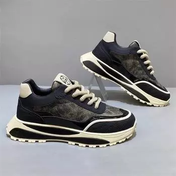 Кроссовки мужские толстые весна-осень британский стиль ретро тренд повседневная обувь роскошные прогулочные уличные скейтбординг обувь для тенниса мужской 39 чёрный