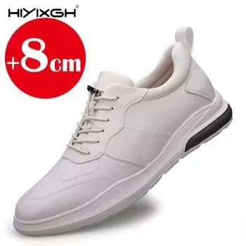 Кроссовки мужские туфли-лифты модные мягкие кожаные туфли для мужчин скрытый каблук 8 см 6 см спортивная повседневная высота роскошь 37