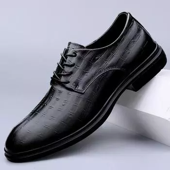 Кроссовки мужские туфли на шнуровке из натуральной кожи мужские повседневные туфли на плоской подошве мужская обувь деловая мода черные туфли теннис мужской 6.5 чёрный