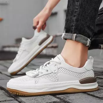 Кроссовки мужские весенне-летние новые полые дышащие низкие повседневные модные туфли мужские износостойкие низкие спортивные туфли на толстой подошве 39