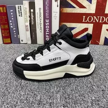 Кроссовки мужские зимние плюшевые хлопковые туфли модные повседневные из микрофибры и кожи верх увеличенной высоты плоская платформа сандалии обувь 38