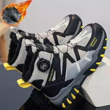 Кроссовки на кнопках для молодежи из хлопка и бархата, детская обувь, спортивная обувь для бега, высокие зимние туфли 31 армия зеленый