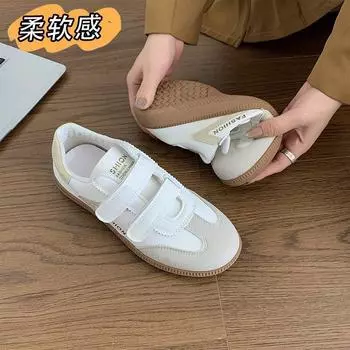 Кроссовки на липучке с плоской подошвой, немецкие, спортивные и любительские, для сноубординга, простые и модные, универсальные, маленькие белые туфли, обувь Forrest Gump 36 белый