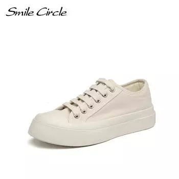 Кроссовки на массивном каблуке, женская парусиновая обувь на плоской платформе, весенне-летняя модная повседневная обувь с круглым носком, женские кроссовки 35 бежевый