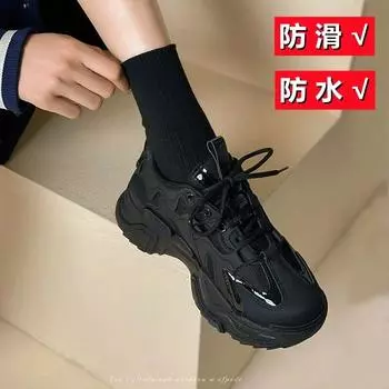 Кроссовки на мягкой подошве для кухни, рабочая обувь, черные, водонепроницаемые, KFC, нескользящие, осенне-зимние, цвета хаки, с квадратной головкой, женская ткань 35 хаки