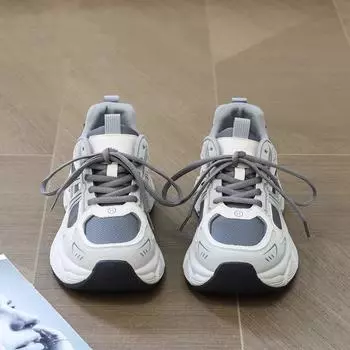 Кроссовки на мягкой подошве для пап, женские кроссовки на платформе, весна 2025, новые сетчатые дышащие кроссовки в стиле ретро и высокие 35 красный