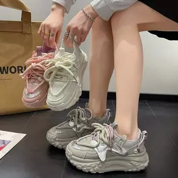 Кроссовки на платформе 2024 года, новые женские кроссовки, модная повседневная обувь на шнуровке, удобная женская вулканизированная обувь, женская теннисная обувь для женщин 35 белый