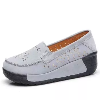 Кроссовки на платформе без шнуровки замшевые туфли на платформе женские дышащие туфли ажурные прогулочные туфли мокасины 35 красный