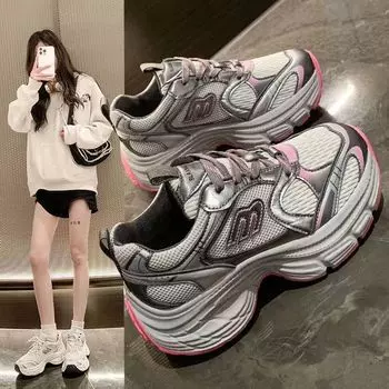 Кроссовки на платформе для пап, женские, новые, летние и осенние, небольшие, с увеличенным каблуком, легкие, сетчатые, дышащие кроссовки 35