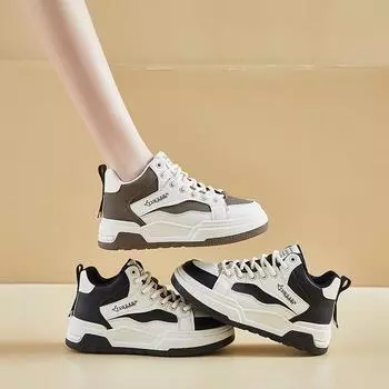 Кроссовки на платформе для женщин, повседневные, удобные, массивные, для ходьбы, женские, из искусственной кожи, без застежек, на шнуровке, для бега, теннисные, легкие, спортивная обувь 35 коричневый