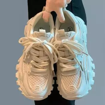 Кроссовки на платформе из сетки весна-осень для женщин, модная повседневная спортивная дизайнерская обувь для женщин, однотонные Zapatos De Mujer 35 чёрный