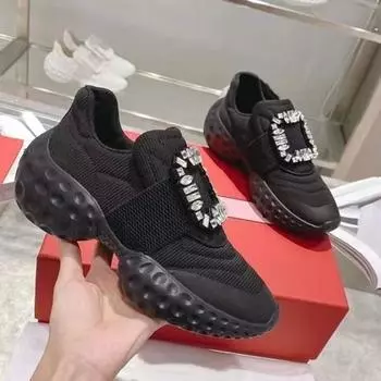 Кроссовки на платформе с пряжкой из кристаллов, кроссовки Air Mesh, массивные женские кроссовки, повседневная обувь из вулканизированной ткани 35