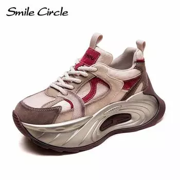 Кроссовки на шнуровке с круглым носком, кроссовки в стиле ретро с толстой подошвой, удобная модная повседневная обувь 35 красный