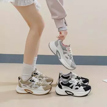 Кроссовки на толстой платформе для женщин, кроссовки на шнуровке, удобные нескользящие кроссовки из искусственной кожи для ходьбы, теннисные кроссовки, женские, легкие, спортивные, для папы 35 серый