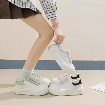 Кроссовки на толстой платформе для женщин, повседневные, нескользящие, со шнуровкой, легкие, для ходьбы, женские, дышащие, удобные, из искусственной кожи, для бега, теннисные кроссовки 35