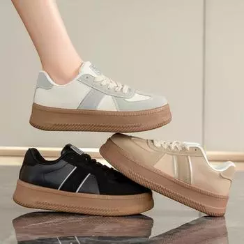 Кроссовки на толстой платформе для женщин, повседневные дышащие кроссовки из искусственной кожи для ходьбы, удобные кроссовки для бега со шнуровкой, женские легкие кроссовки для тренировок и тенниса 35