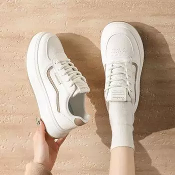Кроссовки на толстой платформе для женщин, повседневные нескользящие кроссовки на шнуровке для ходьбы, удобные рабочие теннисные кроссовки, женские дышащие кроссовки из искусственной кожи 35