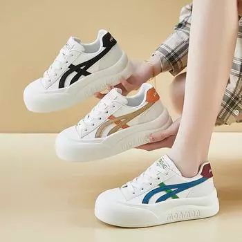 Кроссовки на толстой платформе для женщин, повседневные, нескользящие, со шнуровкой, дышащие, для ходьбы, удобные, для работы на открытом воздухе, теннисные туфли, женские кроссовки из искусственной кожи 35