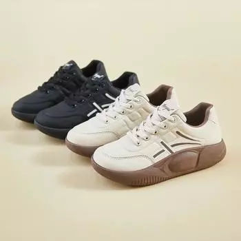 Кроссовки на толстой платформе для женщин, повседневные, дышащие, легкие, из искусственной кожи, для ходьбы, женские, удобные, нескользящие, со шнуровкой, рабочие, теннисные кроссовки 35 хаки