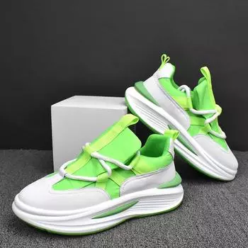 Кроссовки на толстой подошве для мужчин и женщин, кроссовки для бега, модные повседневные кроссовки из микрофибры и кожи, дышащие, с увеличенной высотой, на платформе 38