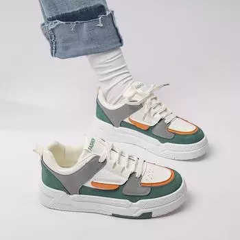 Кроссовки на толстой подошве для женщин, модная повседневная спортивная обувь, подходящая по цвету, универсальная обувь для ходьбы, тенниса 35 зелёный