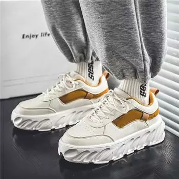 Кроссовки на толстой подошве, размер плюс 45, мужские кроссовки, модные повседневные, из микрофибры, кожа, дышащие, с увеличенной высотой, на плоской платформе 39