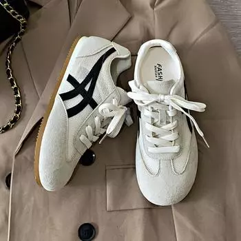 Кроссовки Niche Retro, подходящие по цвету, немецкие, женские, 2025, новые, универсальные, дышащие, сетчатые, повседневные, спортивные, на плоской подошве, Forrest Gump 35 бежевый