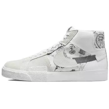 Кроссовки Nike SB Zoom Blazer Mid Premium Floral Белые Серые(DM0859-100) 36.5