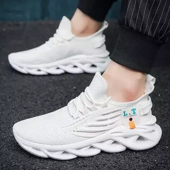 Кроссовки Plus Size Trend Flying Woven Blade Outsole с перекрученной подошвой, стильные и легкие мужские кроссовки для бега 39