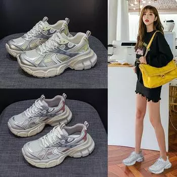 Кроссовки Pop с толстой подошвой для бега, повседневные, модные, студенческие кроссовки 34 красный