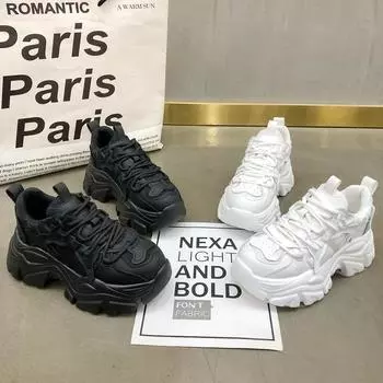 Кроссовки Pops с толстой подошвой, женские, Ins Tide, весенние, увеличивающие высоту, легкие, повседневные кроссовки Muffin 35 белый