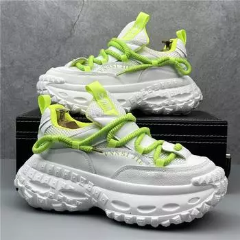 Кроссовки повседневные мужские дизайнерские белые туфли модные микрофибровые кожаные дышащие высокие туфли на плоской платформе 38