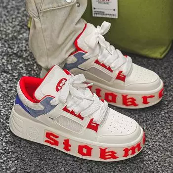 Кроссовки повседневные мужские дизайнерские белые туфли модные микрофибровые кожаные дышащие туфли на плоской платформе с увеличенной высотой 39