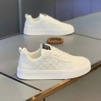 Кроссовки повседневные мужские на шнуровке дизайнерские кроссовки модные плоские кроссовки на платформе спортивные кроссовки мужские вулканизированные кроссовки 39 белый