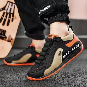 Кроссовки повседневные мужские ретро кроссовки модные кожаные дышащие высокие туфли на плоской платформе 39 чёрный