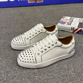 Кроссовки повседневные мужские туфли Rivet Board, модные туфли из микрофибры и кожи, спортивная обувь на плоской подошве, трендовые, классные, легко сочетающиеся, обувь для ночного клуба 38