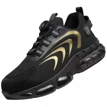 Кроссовки рабочие с вращающейся пряжкой Защитная обувь Легкая защитная обувь Проколотые противоударные туфли со стальным носком Рабочие ботинки мужские 46 чёрный