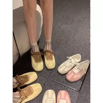 Кроссовки ретро-цвета с плоской подошвой немецкого производства для женщин 2025 года, новые удобные и дышащие небольшие повседневные спортивные туфли Forrest Gump 35 розовый