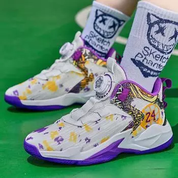 Кроссовки Rotating Dunk для детей среднего и старшего возраста Баскетбольные кроссовки Flying Weaving Подростковые кроссовки Износостойкие мужские и женские 31