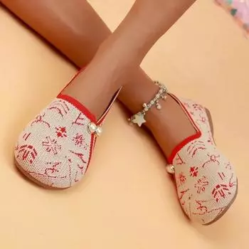 Кроссовки с цветочной вышивкой, сетчатые, повседневные, удобные, на каблуке, женские, традиционная вышивка 36