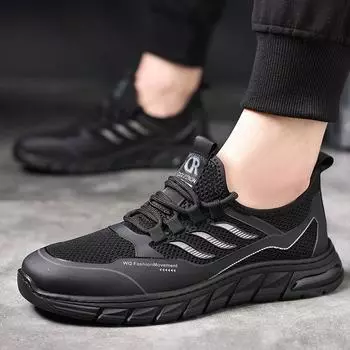 Кроссовки с дышащей сеткой, мужские летние кроссовки для бега на мягкой подошве, мужская обувь для мужчин, мужские кроссовки 38 прохладный черный