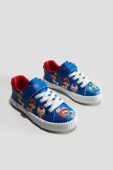 Кроссовки с принтом HM ярко-синие Super Mario